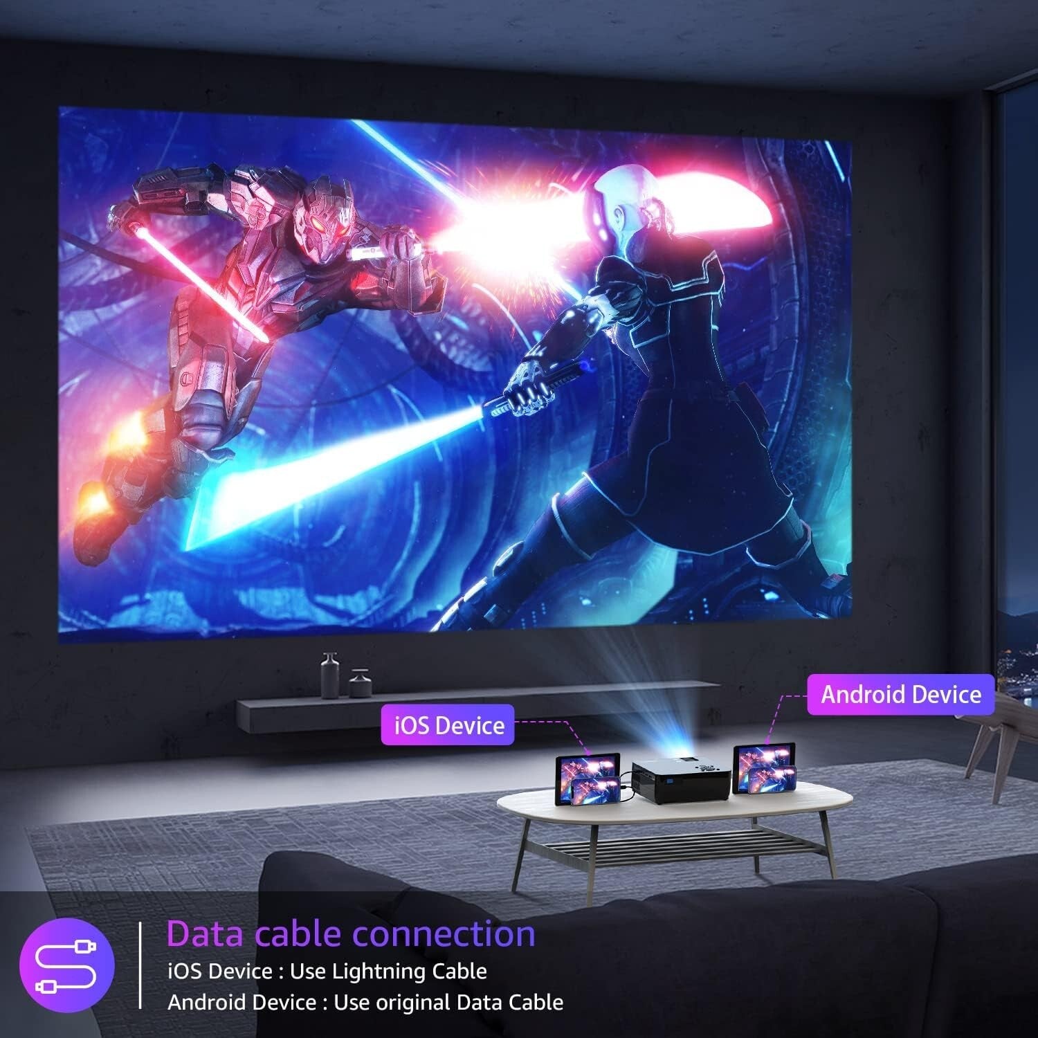 Full HD Projector with 5G WiFi & 100" Screen - Perfect for Home Theater & Gaming