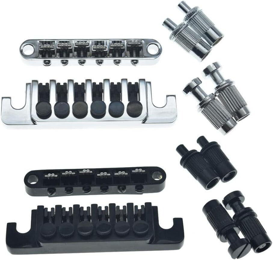 6.3mm Black Tune-O-Matic Roller Saddle Bridge & TP-6 Stopbar for Epiphone Models
