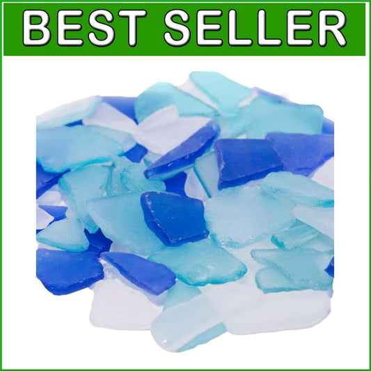 Premium 55 Oz Varied Sea Glass in Cobalt Blue & White - Ideal for Crafts & Decor