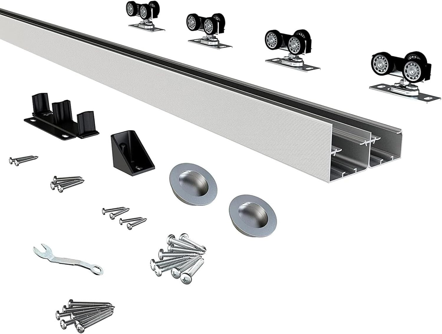 72" Aluminum Sliding Closet Door Hardware Set - Smooth & Quiet Operation