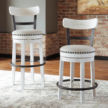 Load image into Gallery viewer, Valebeck 24.5" Modern Swivel Counter Height Barstool in Whitewash Finish