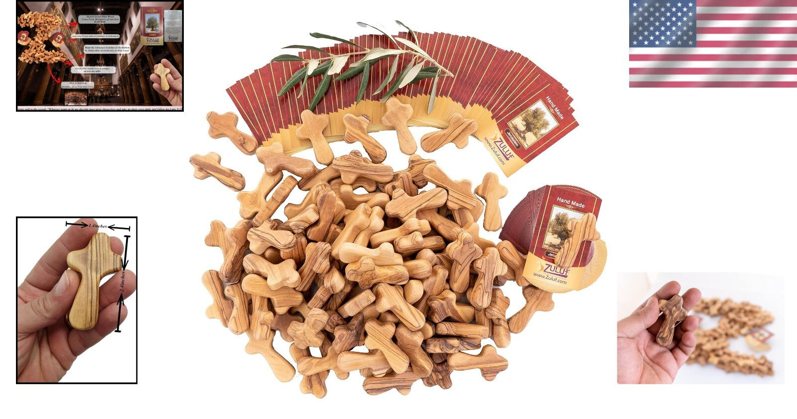 Olive Wood Pocket Crosses from Bethlehem - 100 Unique Keepsakes for Any Occasion