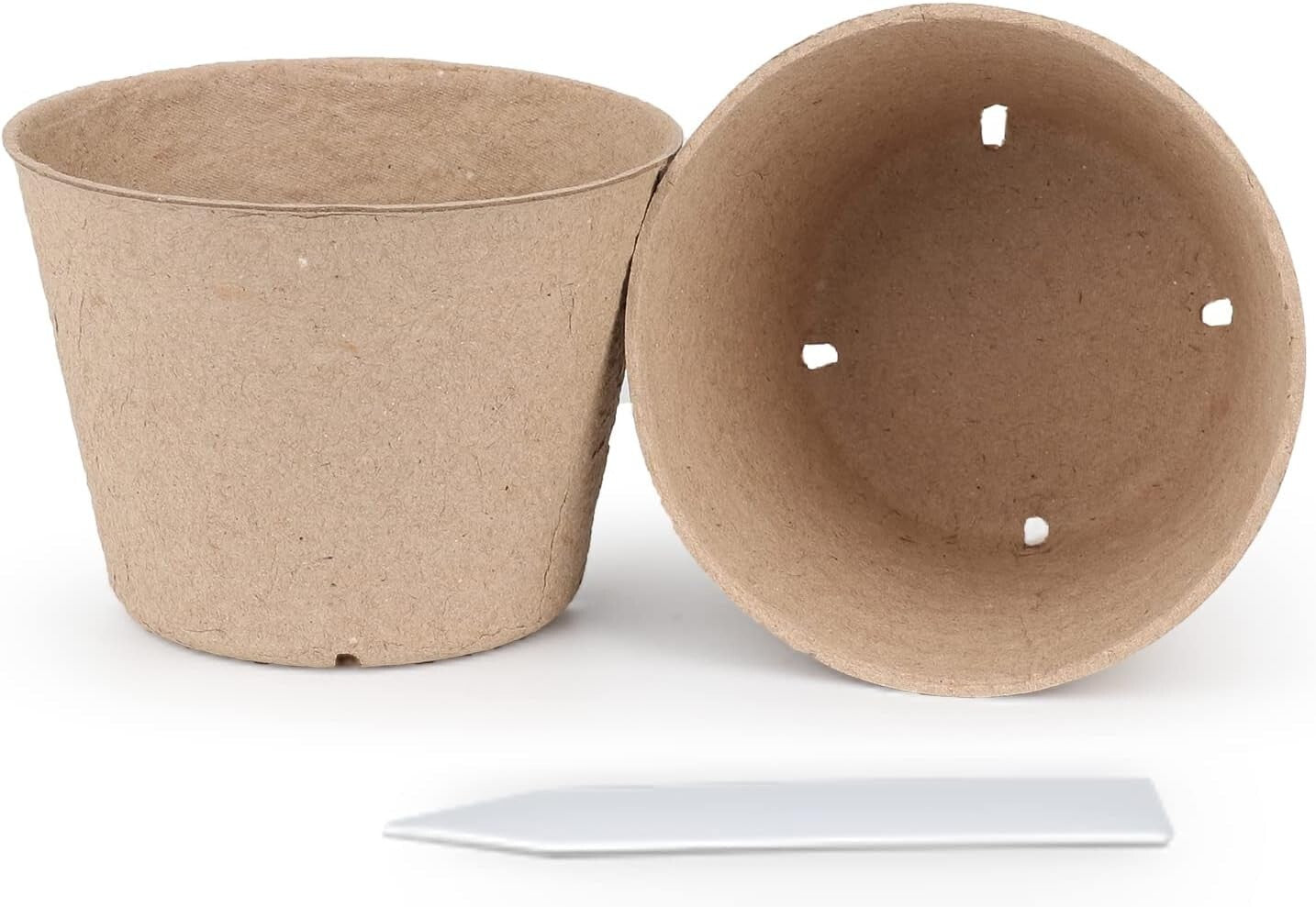 Eco-Friendly 120 Pieces Peat Pots with Drainage Holes for Seedlings & Labels