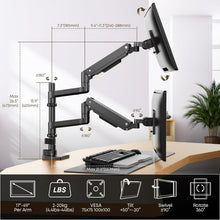 Load image into Gallery viewer, Heavy Duty Dual Monitor Arm for 17-49 inch Screens - Full Motion Articulating