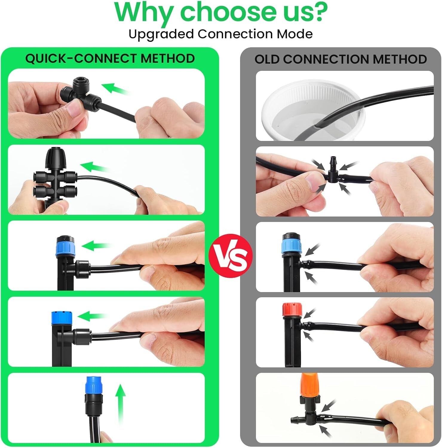 Efficient 230FT Garden Drip Irrigation Kit with Adjustable Emitters & Sprinklers