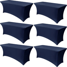 Load image into Gallery viewer, Universal 6ft Spandex Table Covers - 6 Pack for Banquets, Weddings, &amp; Parties