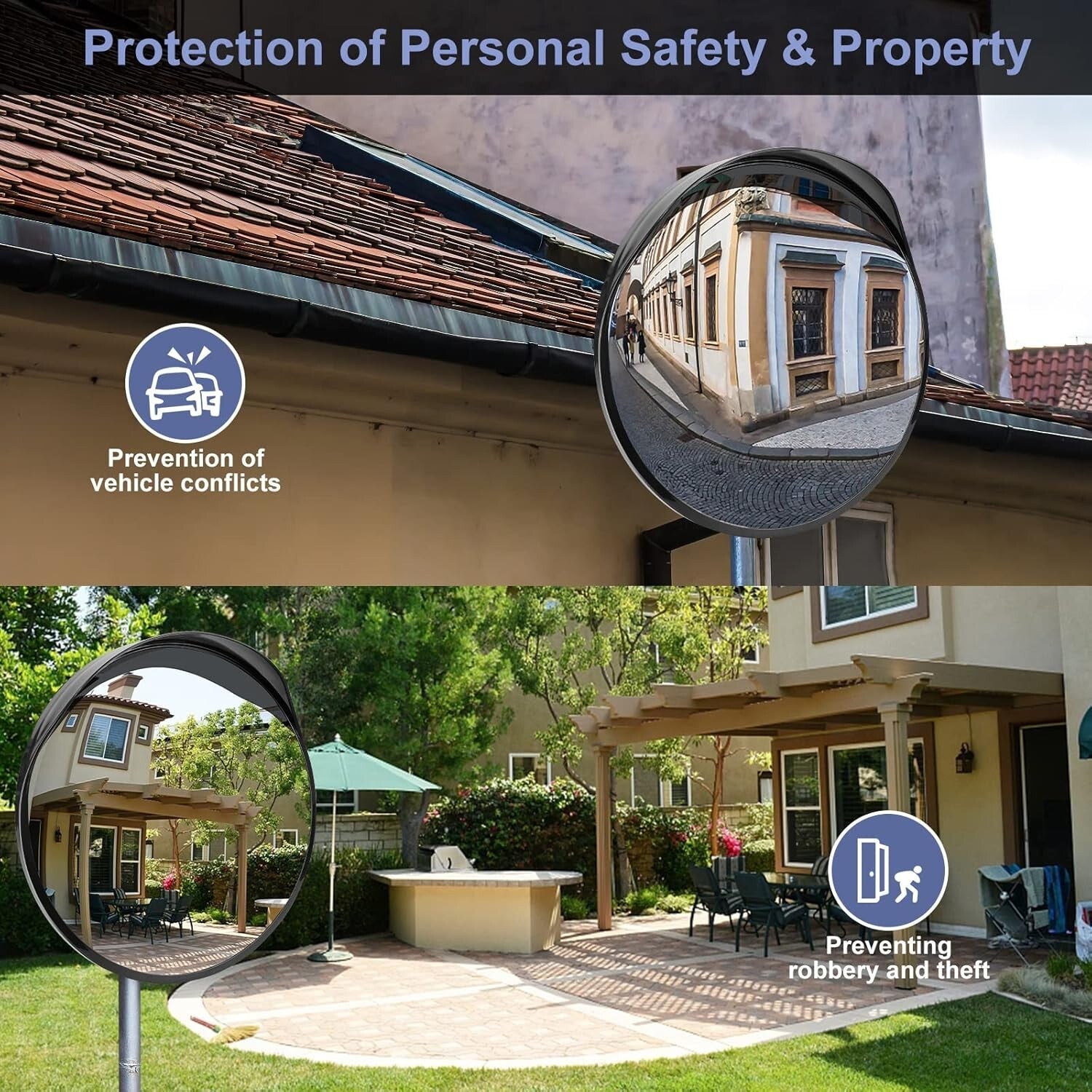 Acrylic 16'' Shatterproof Convex Mirror - Enhance Safety in Driveways & Parking