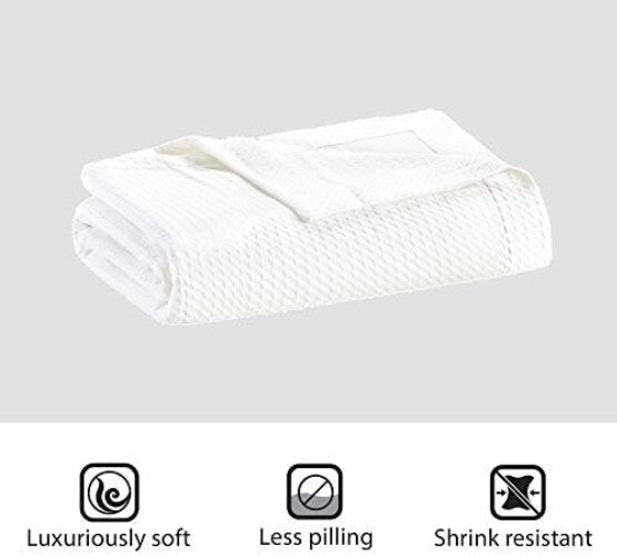 Beautiful Solid White Egyptian Cotton Blanket 90x90 - Full/Queen Elegant Knit