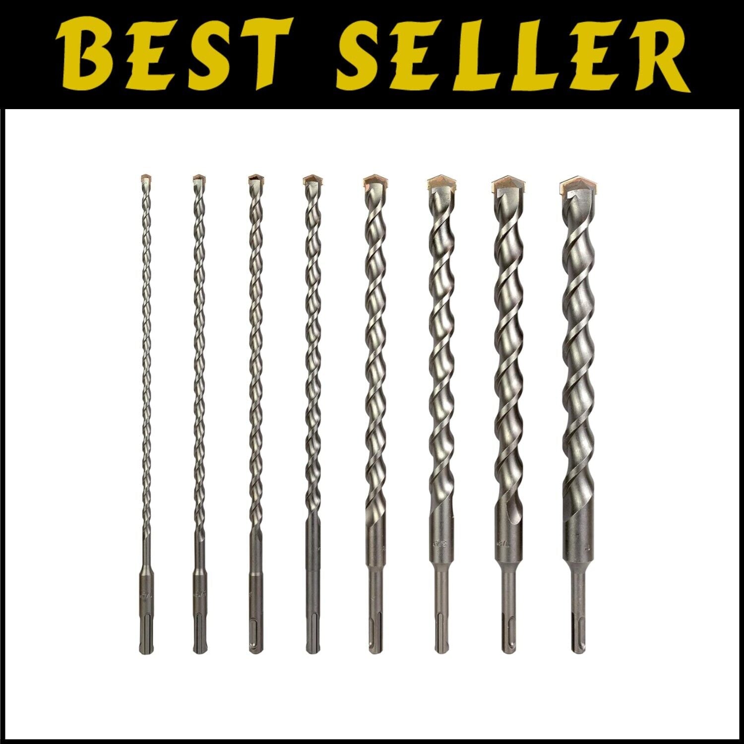 8-Piece SDS Plus 12-Inch Drill Bit Set - Ideal for Contractors & DIY Enthusiasts