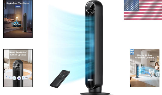 Compact 36-Inch Tower Fan with Remote, 4 Modes & 8H Timer for Peaceful Airflow
