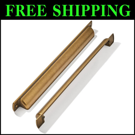 6-Pack 12-Inch Antique Brass Drawer Handles - Easy Installation & Vintage Charm