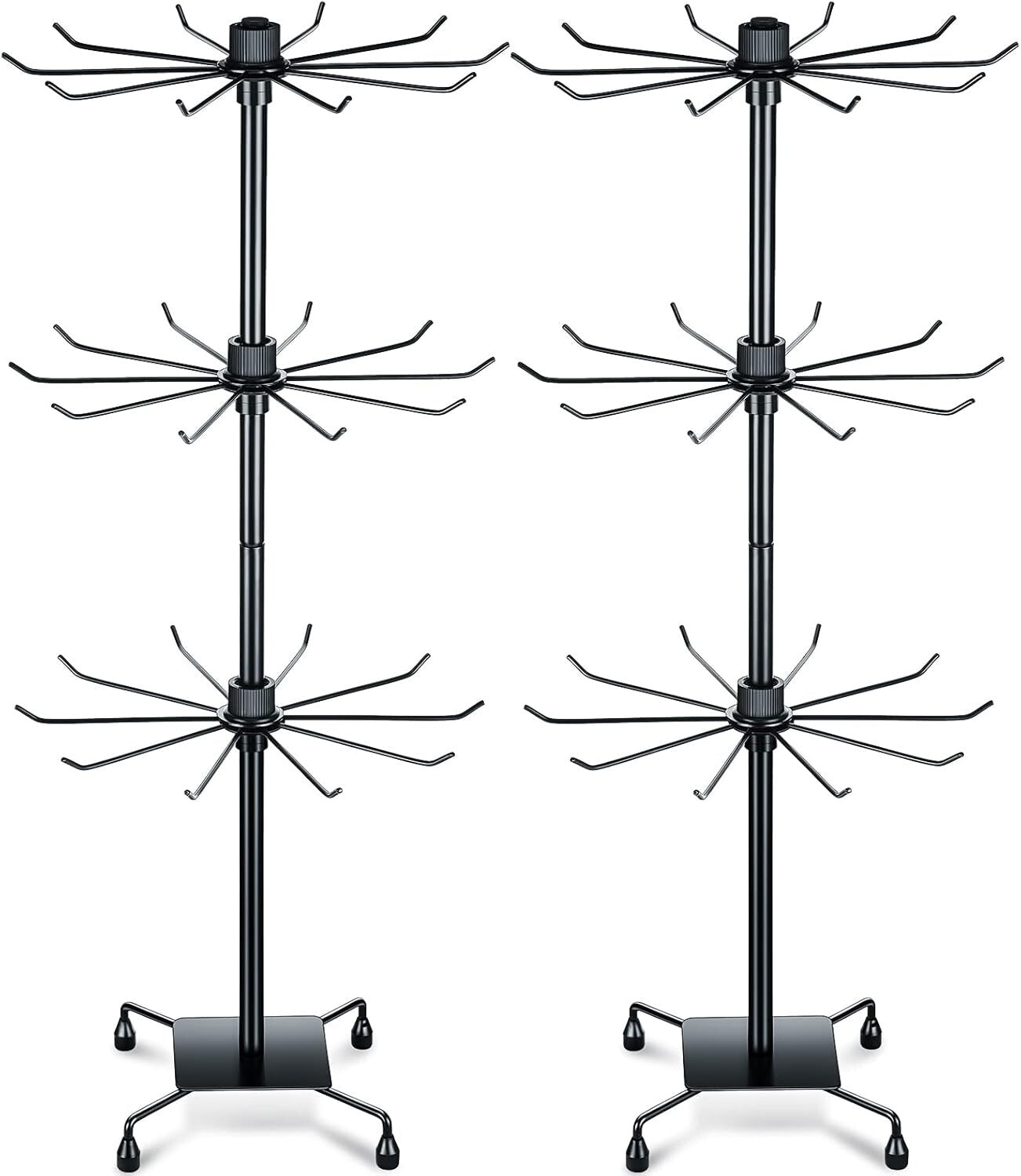 Versatile 2-Piece Rotating Jewelry Display with Hooks - Ideal for Home & Retail