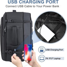 Load image into Gallery viewer, Convertible Carry-On Backpack - 50L Large Laptop &amp; Shoe Compartment Bag in Black