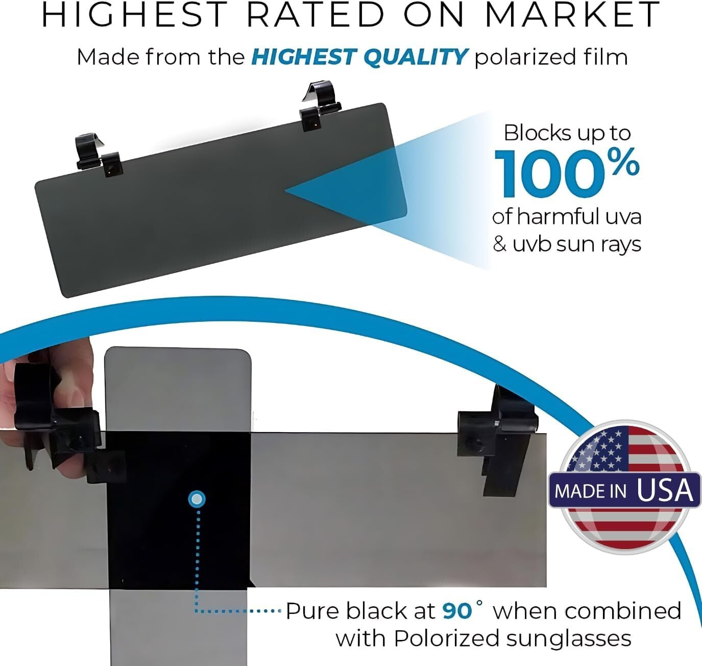 Durable Polarized Sun Visor Extender - Handmade in the USA for Your Car