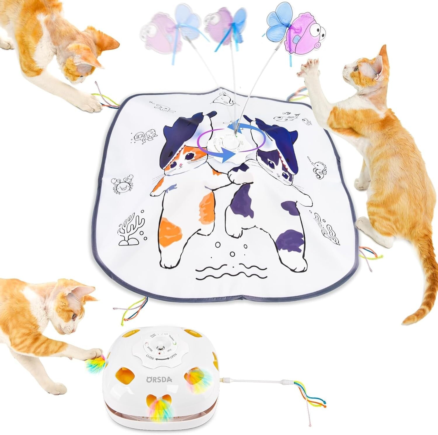 Exciting 5-in-1 Cat Toy with USB Rechargeable Features - Indoor Fun for All Cats