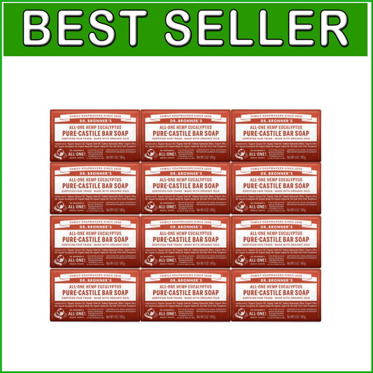 Organic 12-Pack Eucalyptus Bar Soap - Vegan, Cruelty-Free & Richly Moisturizing
