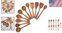 Load image into Gallery viewer, Elegant 11-Piece Teak Wooden Kitchen Utensils Set - High Heat Resistant Tools