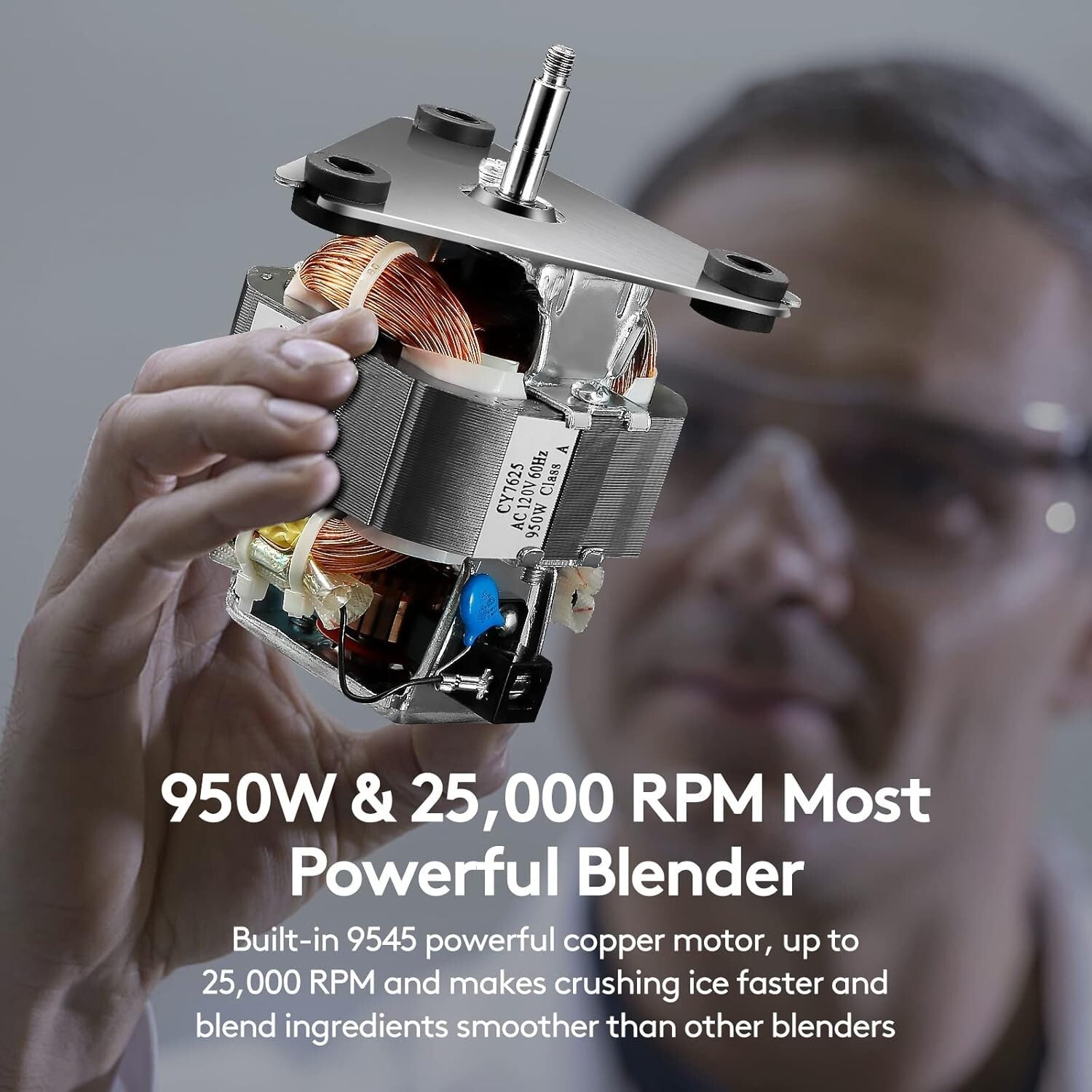 950W Professional Blender with 50 Oz Glass Jar - Perfect for Smoothies & Ice