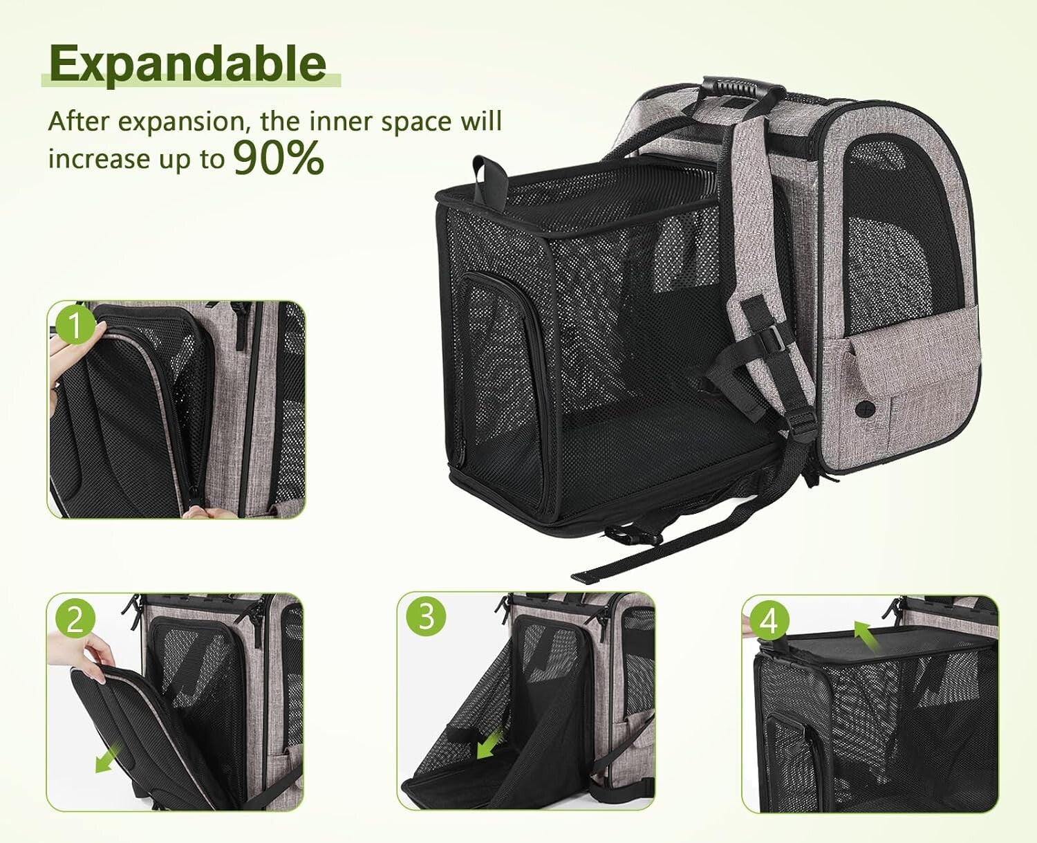 Stylish Expandable Pet Backpack with 4 Entrances for Easy Access & Ventilation