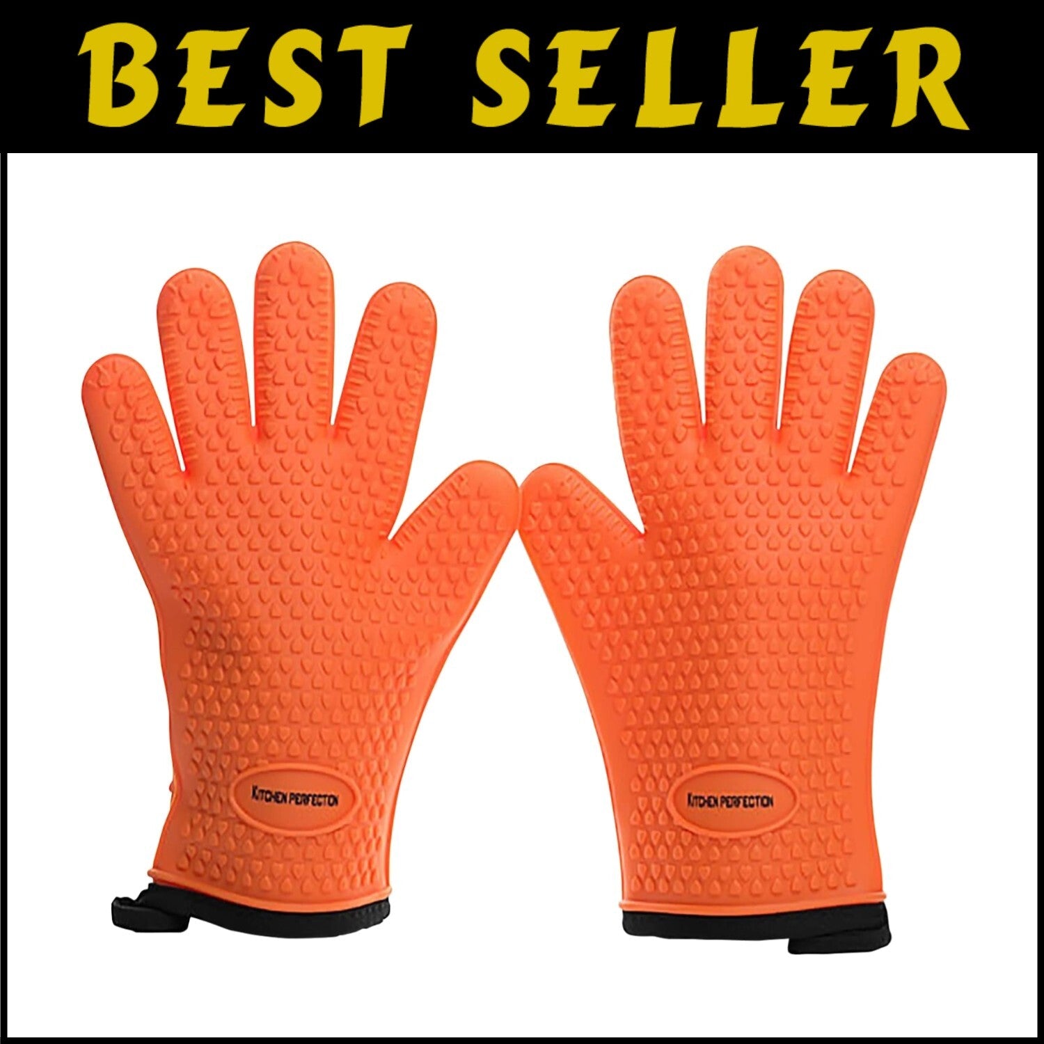 XL Heat Resistant Silicone BBQ Gloves - 12" Grilling Mitts with Recipe Bonuses