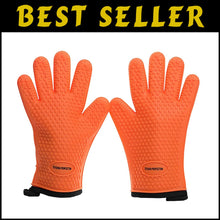 Load image into Gallery viewer, XL Heat Resistant Silicone BBQ Gloves - 12" Grilling Mitts with Recipe Bonuses