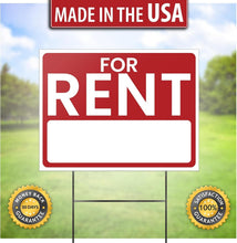 Load image into Gallery viewer, Attractive 24" x 18" For Rent Sign Set with Customizable Features, 2 Pack