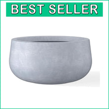 Load image into Gallery viewer, Versatile 15.7" Round Planter - Concrete &amp; Fiberglass, Indoor/Outdoor Charm