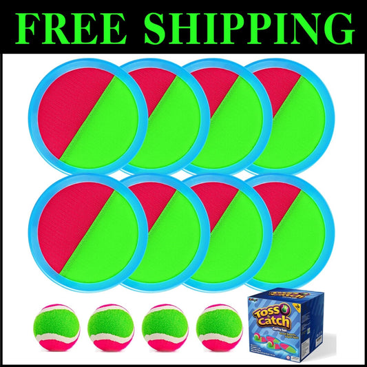 Classic Toss and Catch Set for Kids with 8 Paddles - Perfect for Beach & Pool