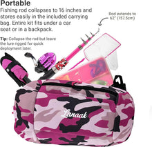 Load image into Gallery viewer, Beginner's Camo Pink Fishing Rod Kit - 65 Inch Telescopic Gear for Kids