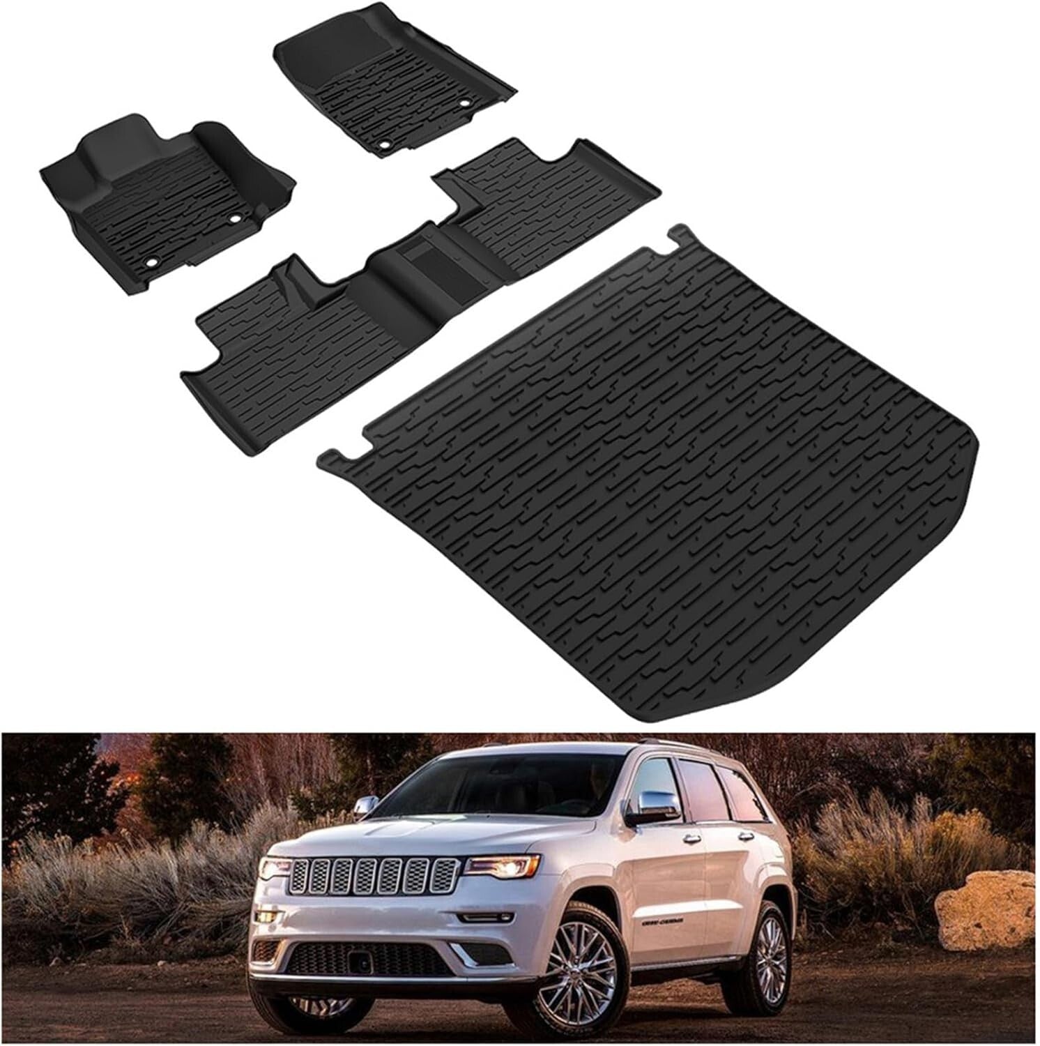 Rugged TPE Floor Mats with Lifetime Warranty for 2016-2021 Jeep Grand Cherokee