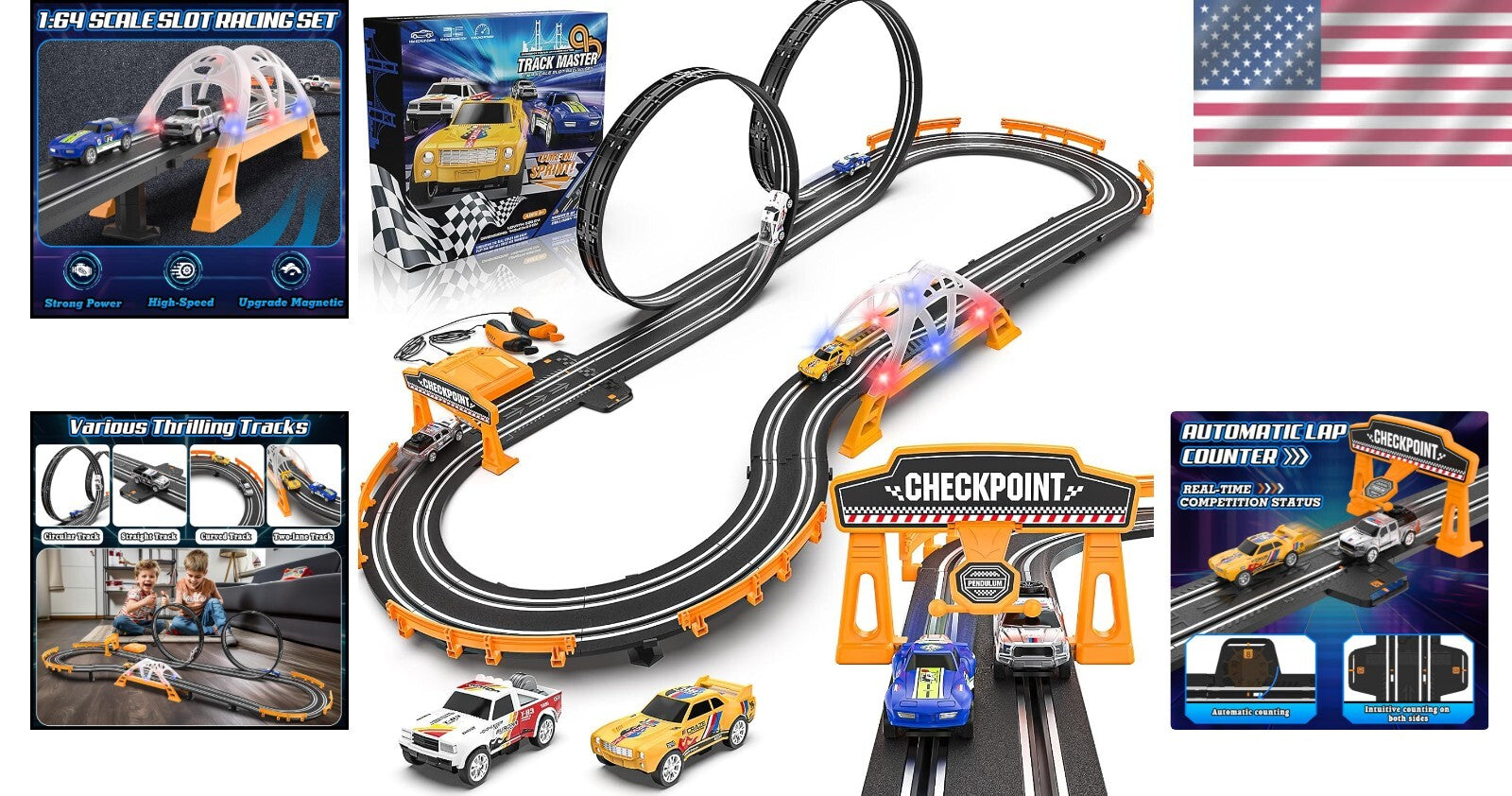 Electric Racing Car Track Set with Dual Lap Counter - Exciting Gifts for Kids