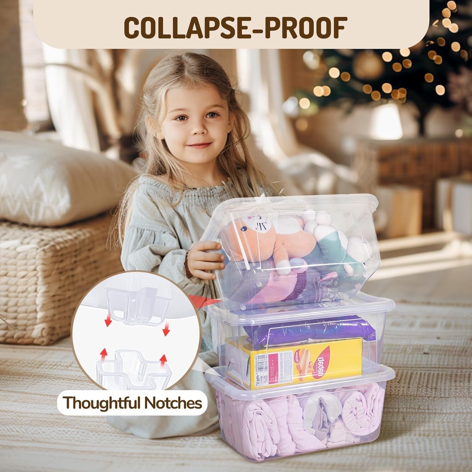 12 Pack Clear Plastic Storage Bins with Lockable Lids - Ideal for Classroom Toys