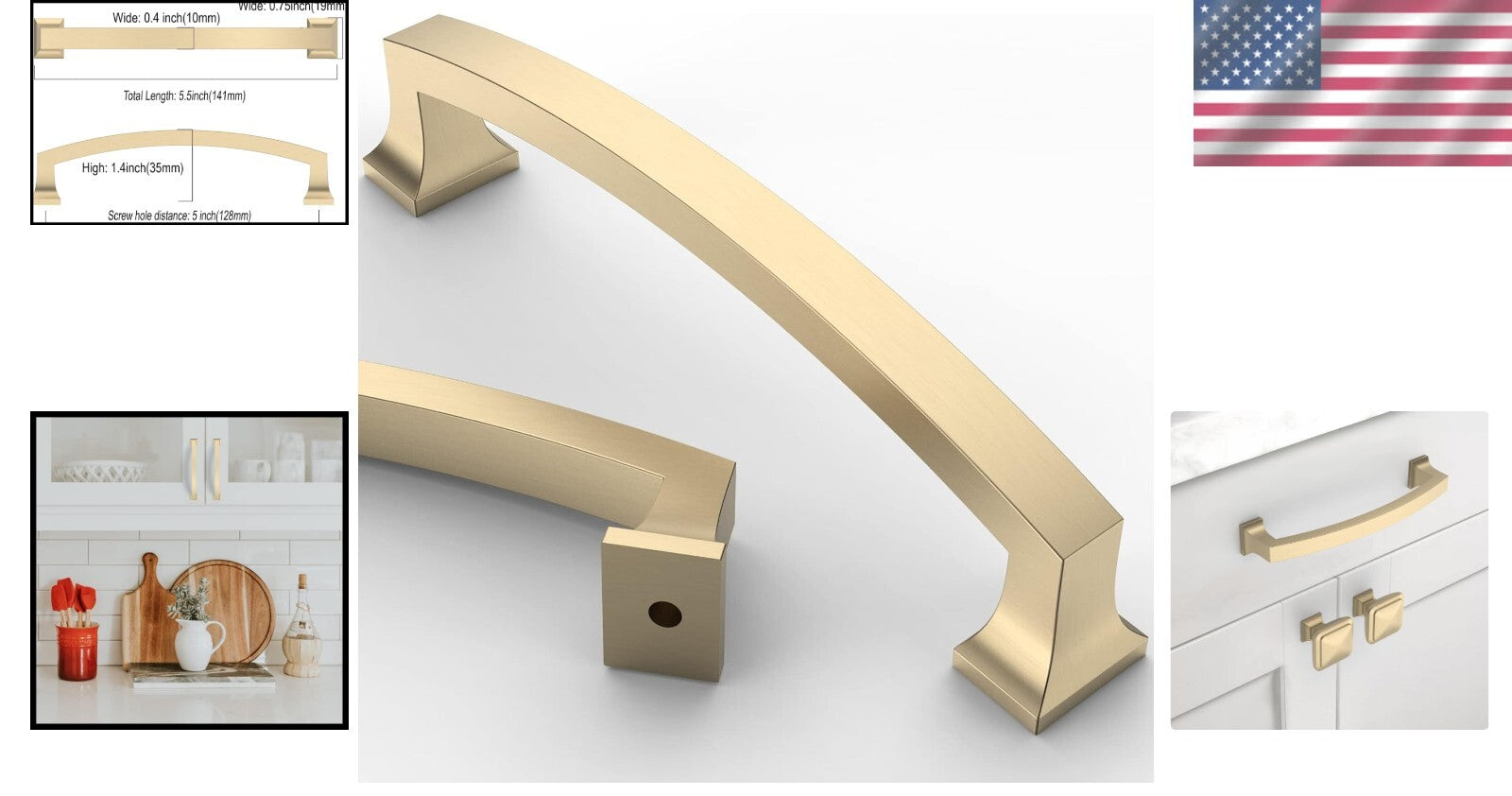 Elegant 5-Inch Brushed Brass Cabinet Pulls - 10 Pack for Stylish Home Upgrades