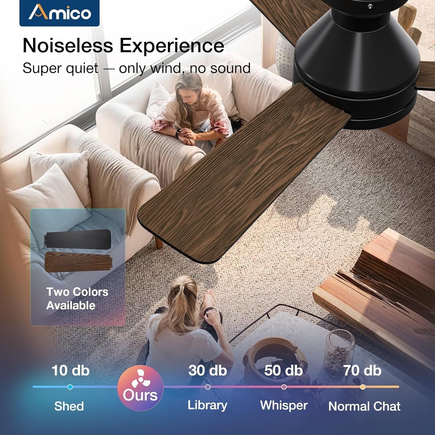 Elegant 42-Inch Low Profile Ceiling Fan with Remote, 3CCT & Whisper Quiet