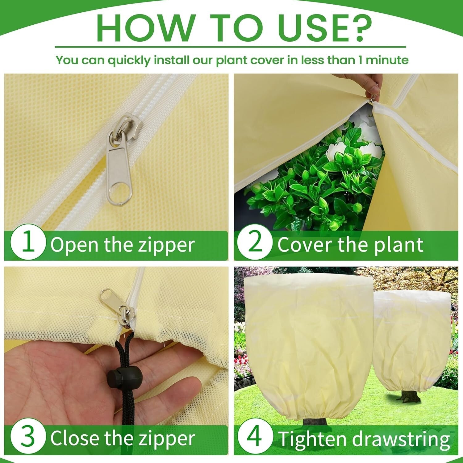 120x100 Inch Reusable Frost Protection Cloth for Winter Plant Care - 4 Pack