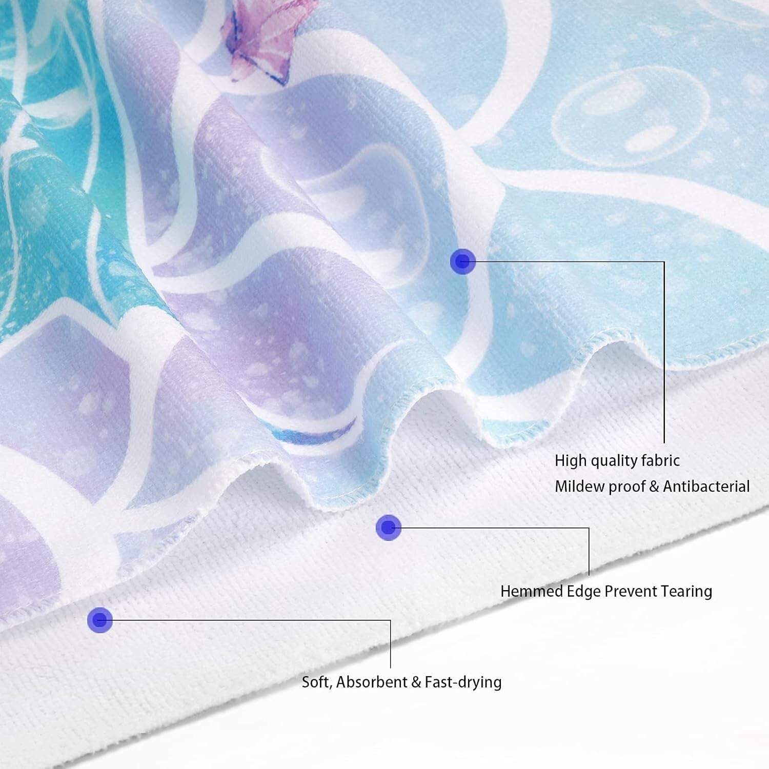 Delightful 7-Piece Mermaid Bathroom Set: Shower Curtain, Rugs & Towels Included