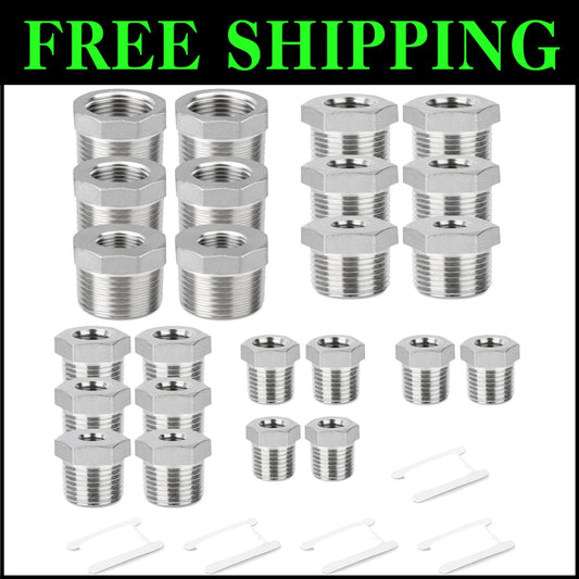 Corrosion-Resistant 24PCS Reducer Hex Bushing Kit for Durable Pipe Connections