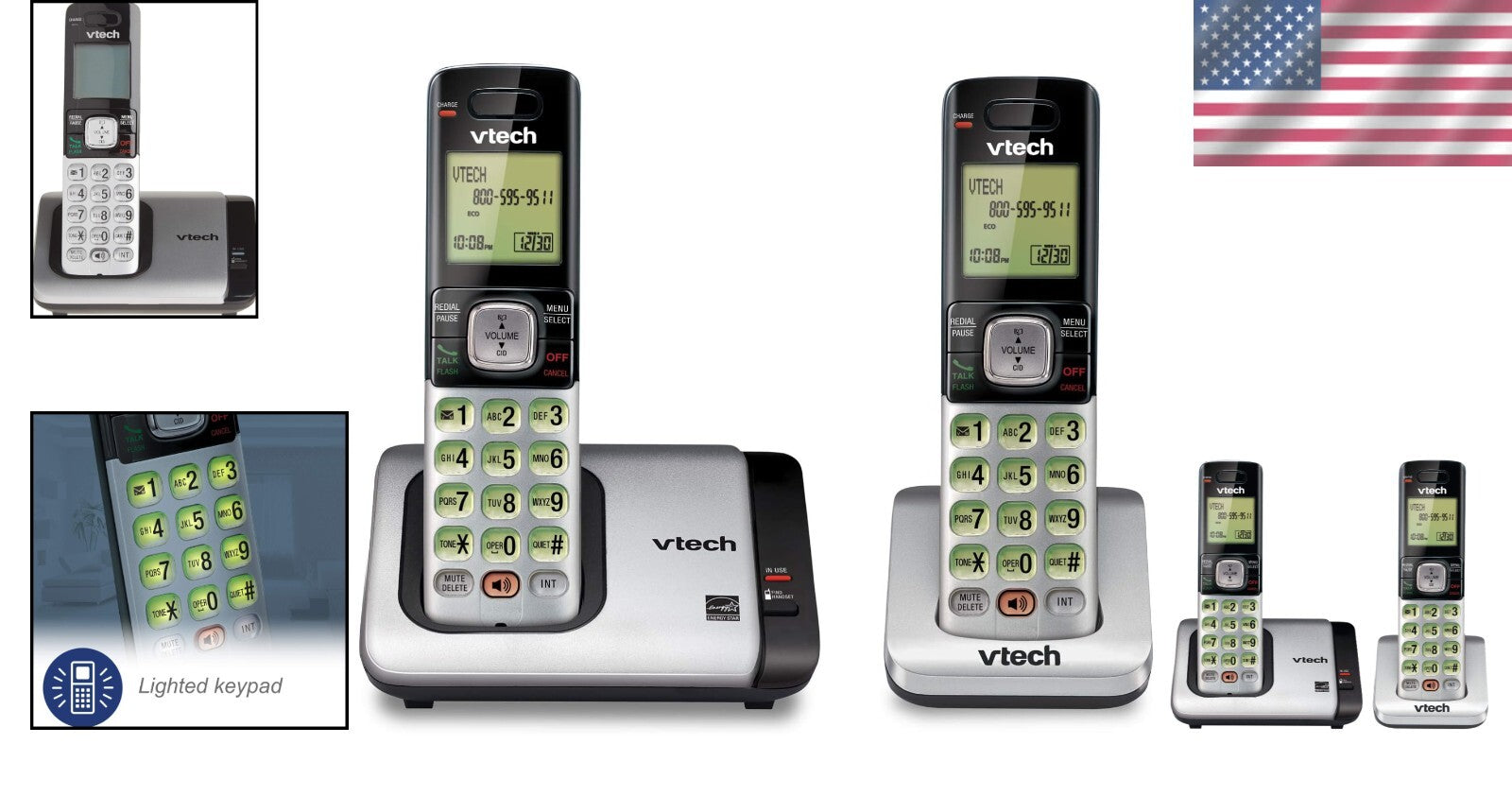 Expandable 2-Handset Cordless Phone - Caller ID, Backlit Display & ECO Mode