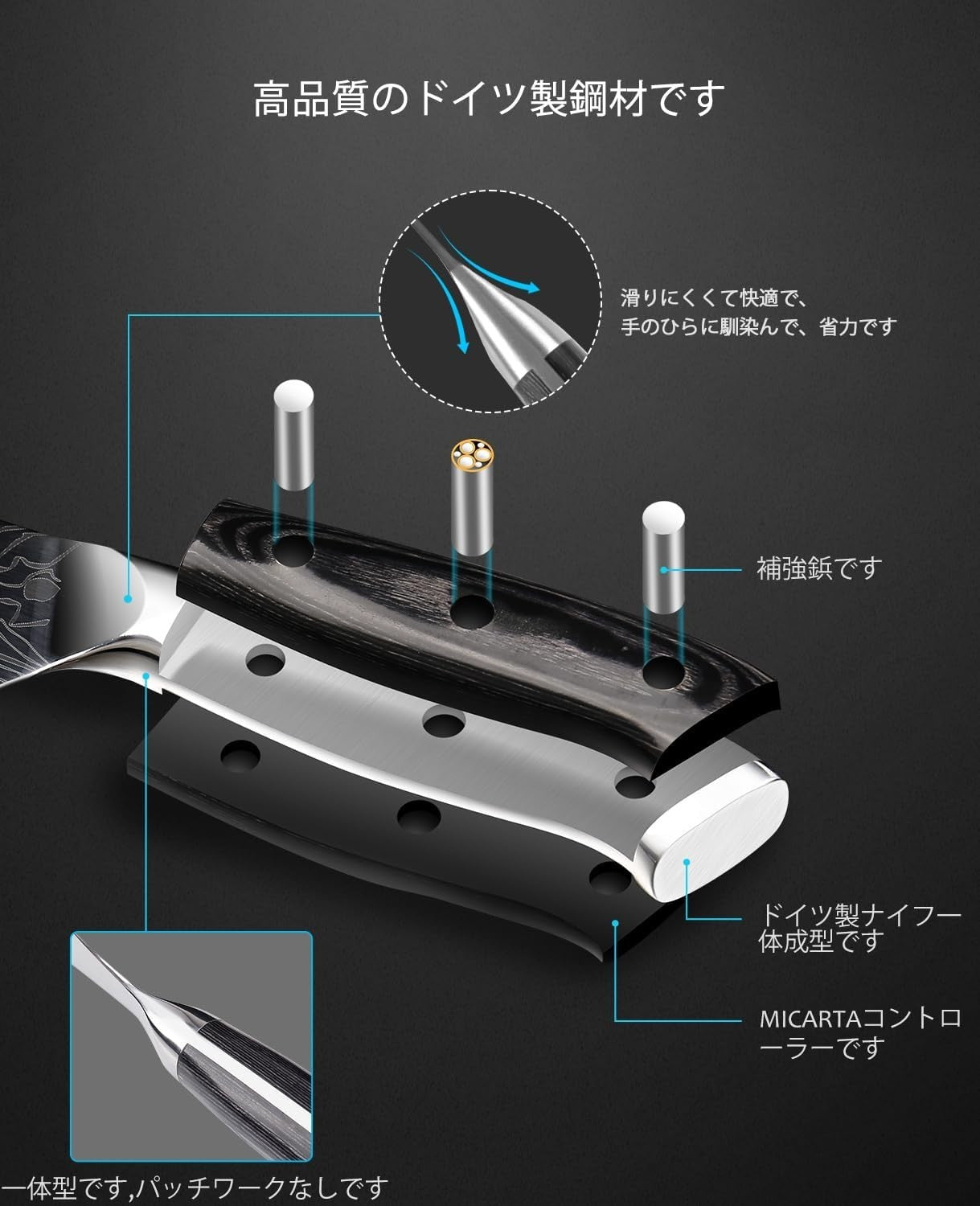 Chef Knife 10-Inch - Forged Stainless Steel with Comfortable Micarta Handle