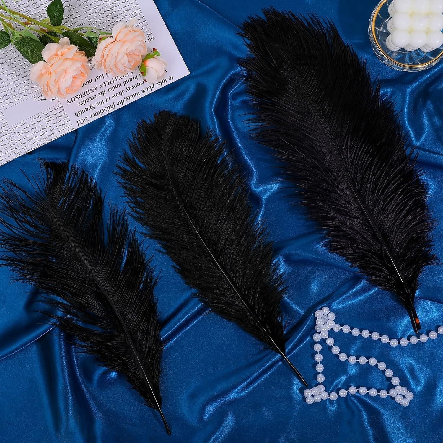Versatile 90 Pcs Natural Ostrich Feathers - Craft, Decor & DIY Essentials