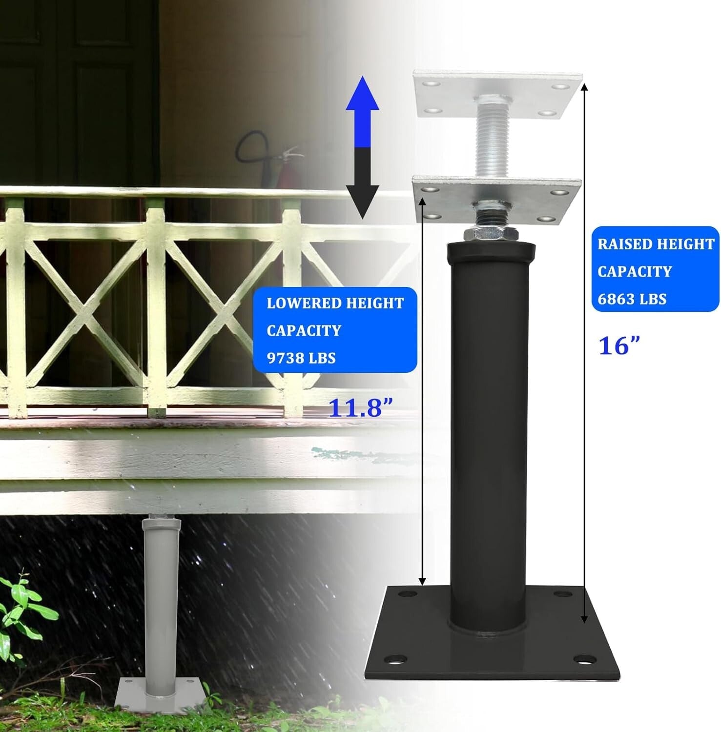 Versatile Adjustable House Jacks - Temporary Support for Heavy-Duty Areas, 4 PCS