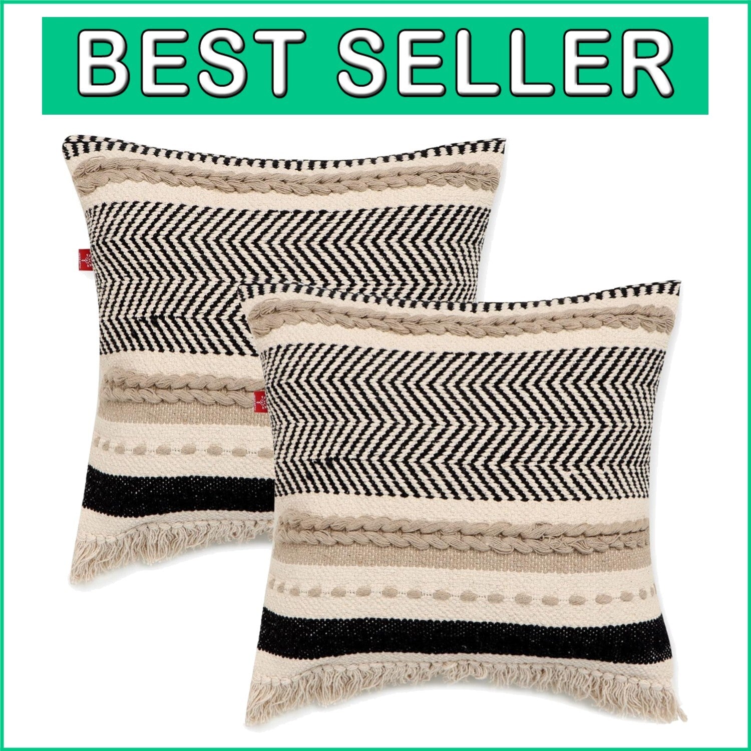 Elegant Boho Throw Pillow Covers - 18"x18" Cushion Set for Cozy Home Style
