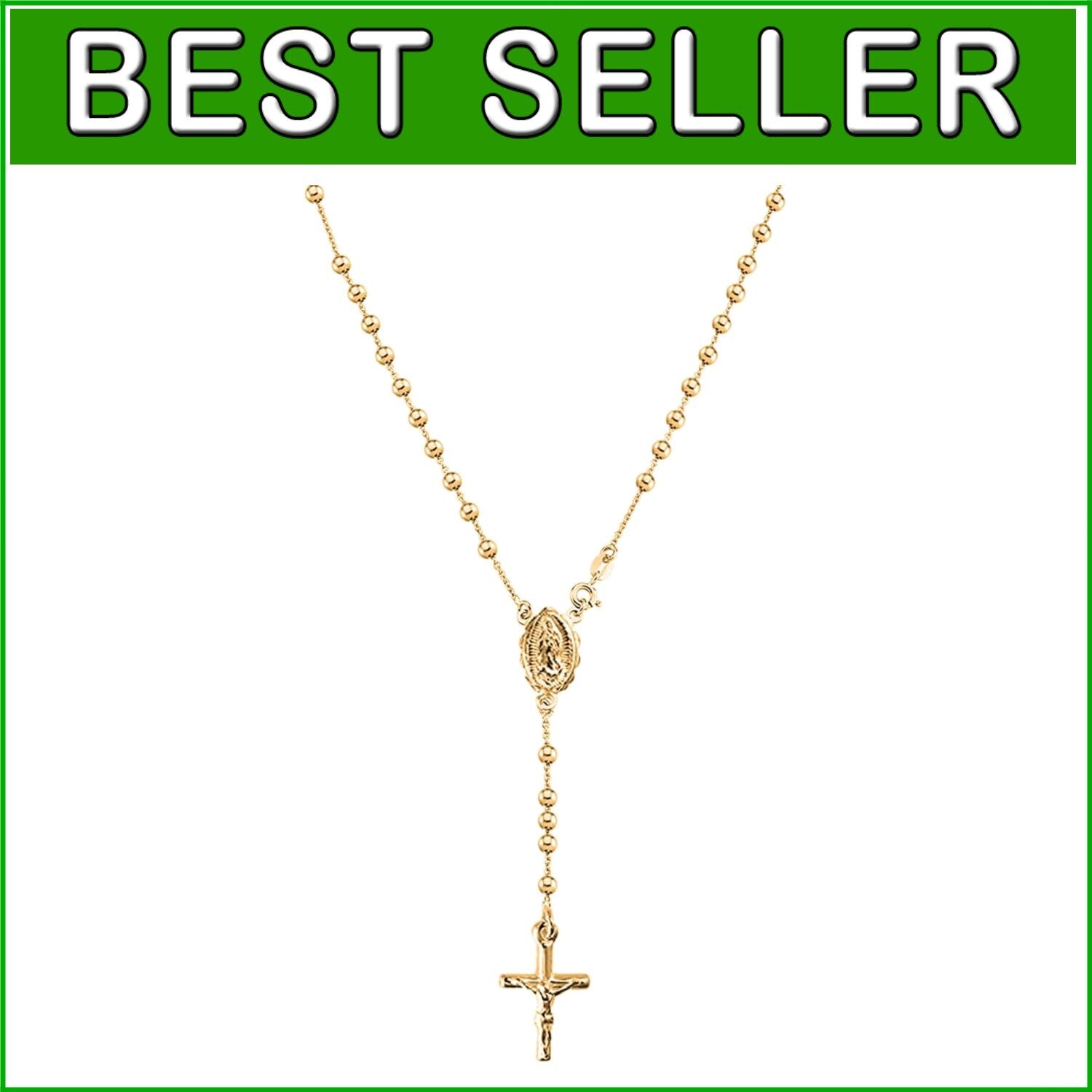 925 Sterling Silver & 18K Gold Plated Rosary Pendant Necklace - Italian Elegance