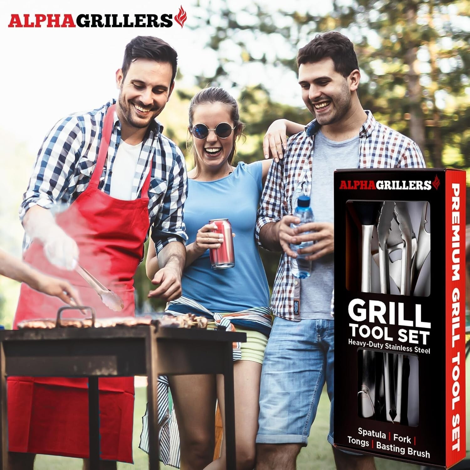 Durable 4-Piece BBQ Tool Set - Rust-Resistant Grilling Accessories for Men
