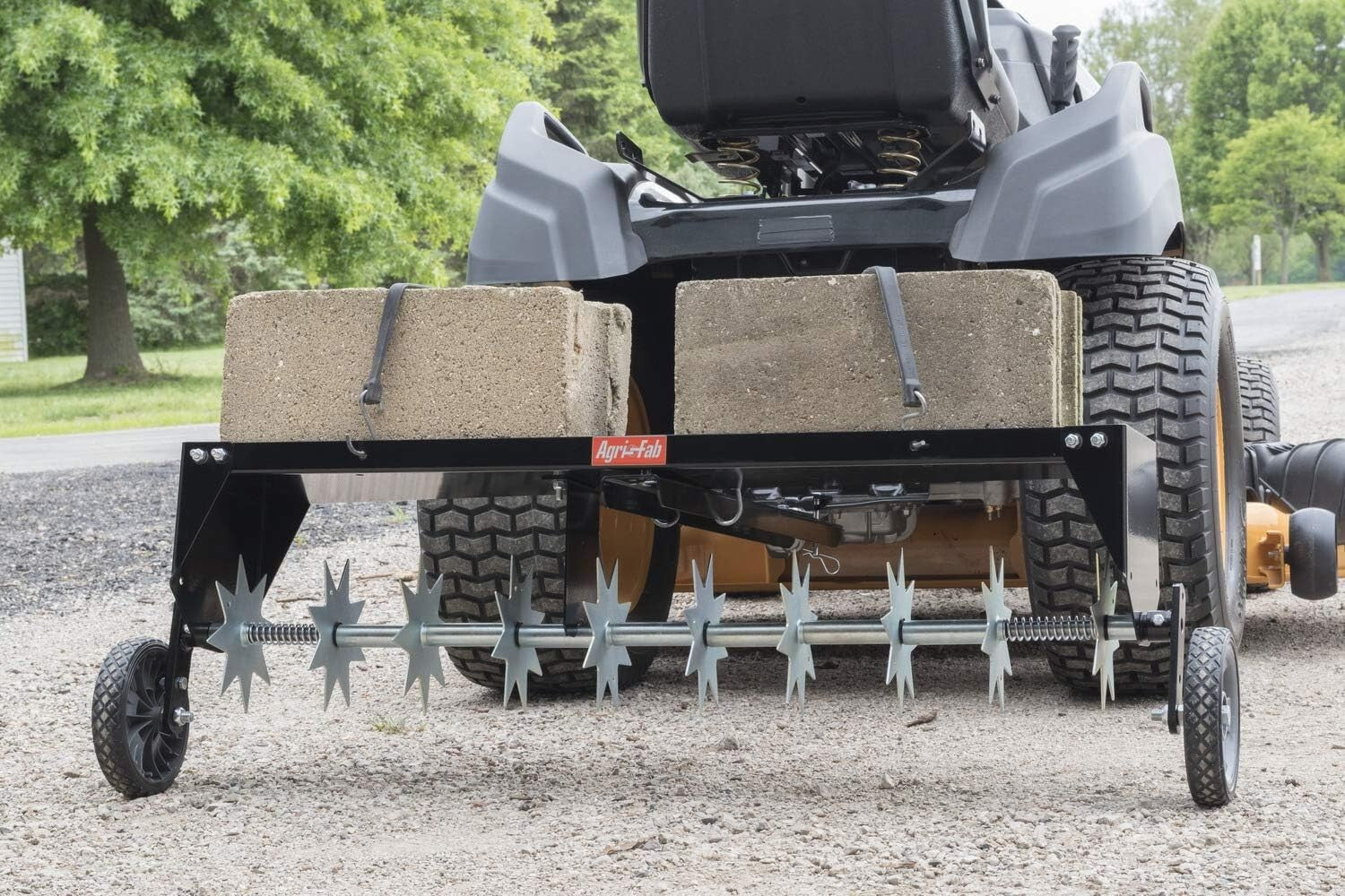 Galvanized Steel Spike Aerator with Weight Tray for Lawn Care - 100 lbs Capacity