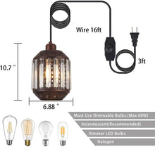 Load image into Gallery viewer, Industrial Boho Black Hanging Lamp with Dimmable Feature - Perfect for Any Room