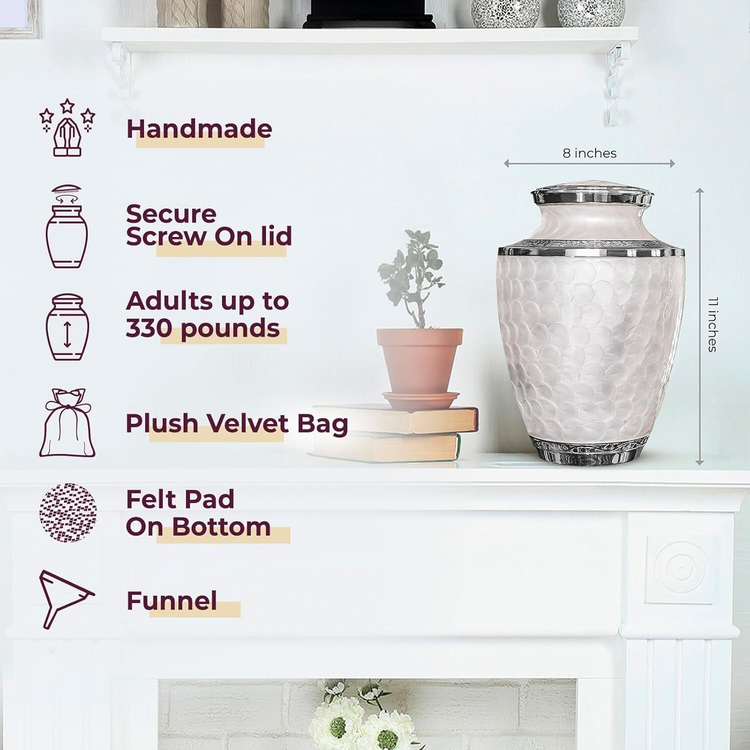 Memorial Urn for Adult Ashes – Extra Large, Secure & Beautifully Handcrafted