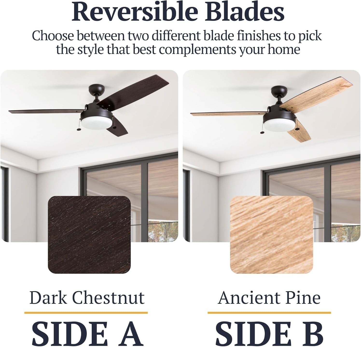 52" Contemporary Ceiling Fan with LED Light & Pull Chain - Espresso Finish