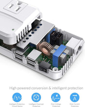 Load image into Gallery viewer, Universal Travel Adapter 220V to 110V &amp; 4-Port USB Charger - Compact &amp; Secure