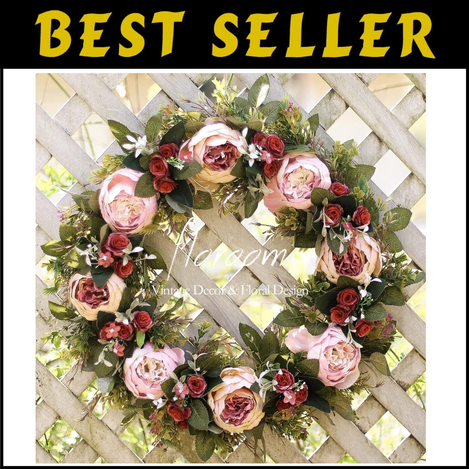 Stunning 20'' Pink Peony Wreath for Front Door - Perfect for Spring Occasions